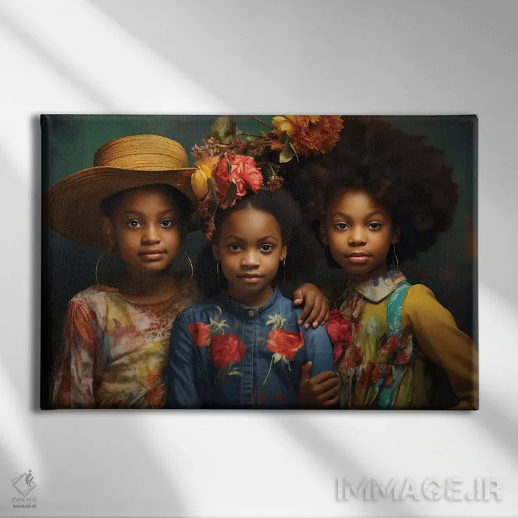 تابلو خواهران اثر دیجیتال وایلد آرت (استودیو هنری) - نمای روبهرو روی دیوار