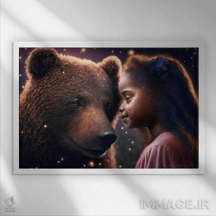 تابلو کودک آفریقایی آیندهگرا (آفروفیوچریسم) اثر دیجیتال وایلد آرت (استودیو هنری) - نمای قابدار سفید