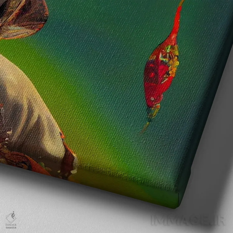 تابلو زن سلطنتی آفریقایی آیندهگرا ۱ اثر دیجیتال وایلد آرت (استودیو هنری) - نمای نزدیک بافت بوم