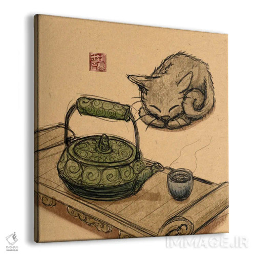 تابلو بچهگربه در زمان چای اثر باورگژونگ هو - نمای پرسپکتیو محصول