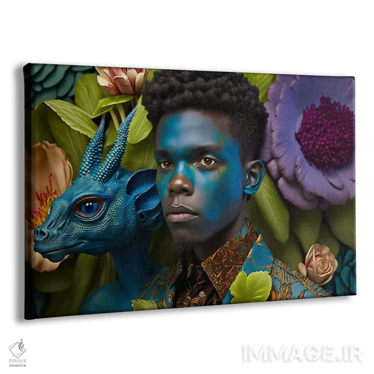 تابلو مرد آفریقایی رترو فیوچریست اثر دیجیتال وایلد آرت (استودیو هنری) - نمای پرسپکتیو محصول