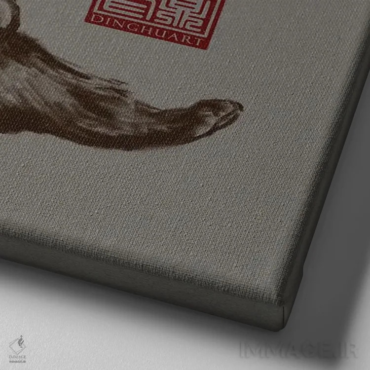 تابلو خرس آفتابگیر تنبل اثر باورگژونگ هو - نمای نزدیک بافت بوم