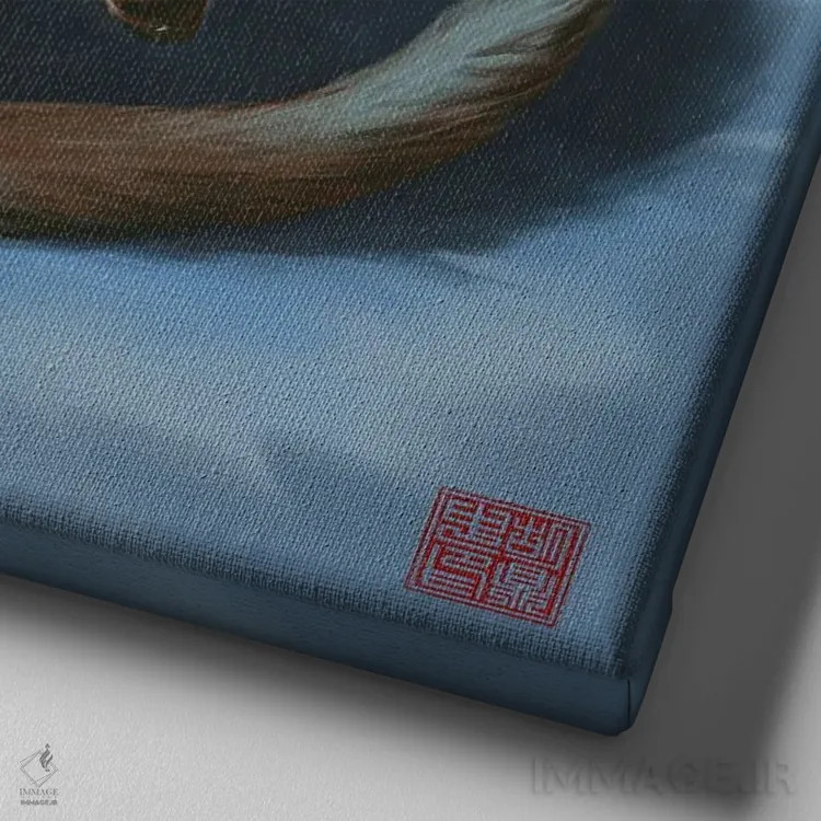 تابلو جمعشده و راحت اثر باورگژونگ هو - نمای نزدیک بافت بوم