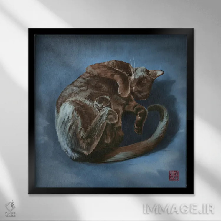 تابلو جمعشده و راحت اثر باورگژونگ هو - نمای قابدار مشکی