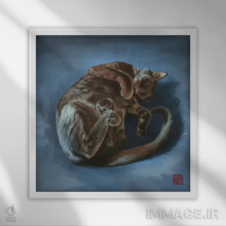 تابلو جمعشده و راحت اثر باورگژونگ هو - نمای قابدار سفید