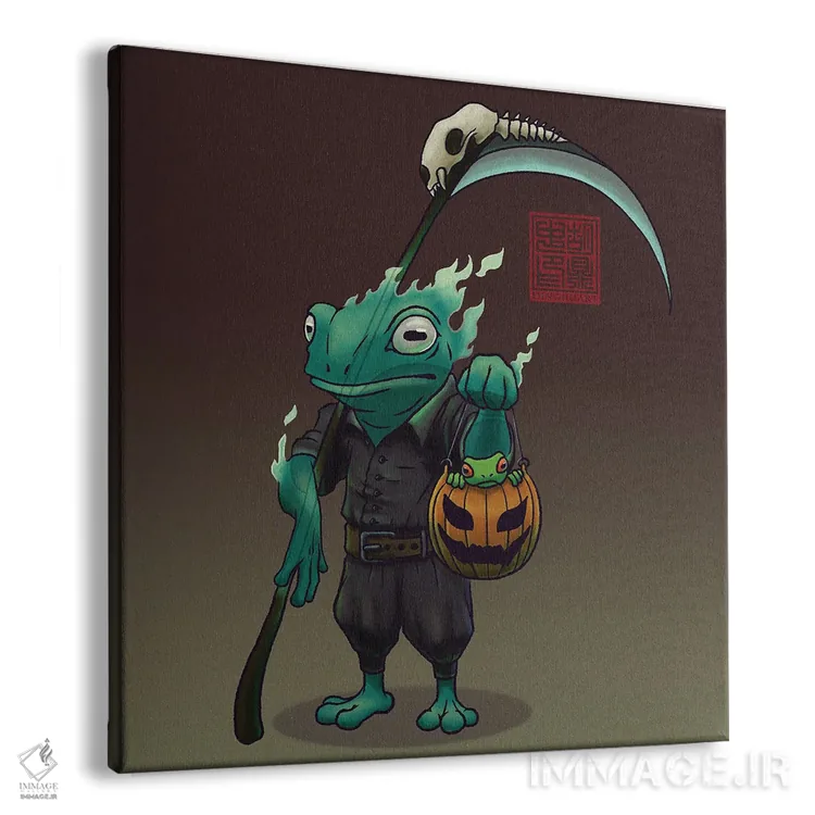 تابلو قورباغه و پسرش در جشن هالووین اثر باورگژونگ هو - نمای پرسپکتیو محصول