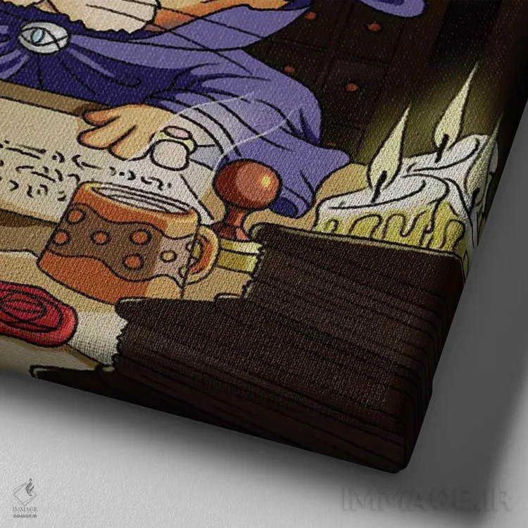 تابلو هنر مدادکاری شبانه اثر باورگژونگ هو - نمای نزدیک بافت بوم