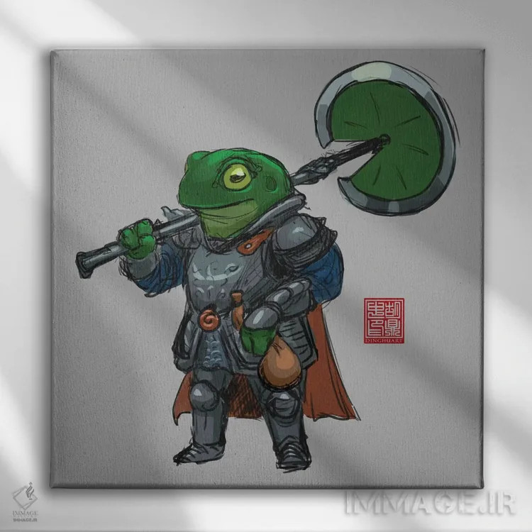 تابلو قورباغه جنگجو اثر باورگژونگ هو - نمای روبهرو روی دیوار