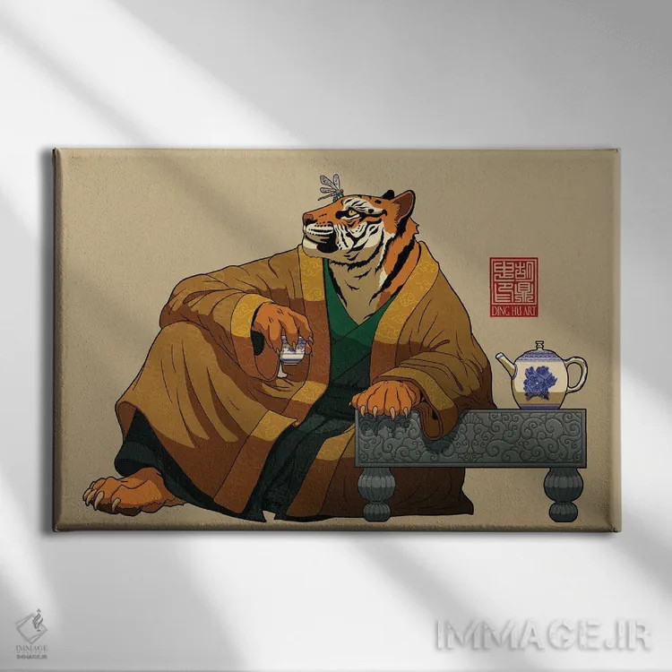 تابلو Perching Dragonfly,ببرِ لمیده، سنجاقک نشسته اثر باورگژونگ هو - نمای روبهرو روی دیوار