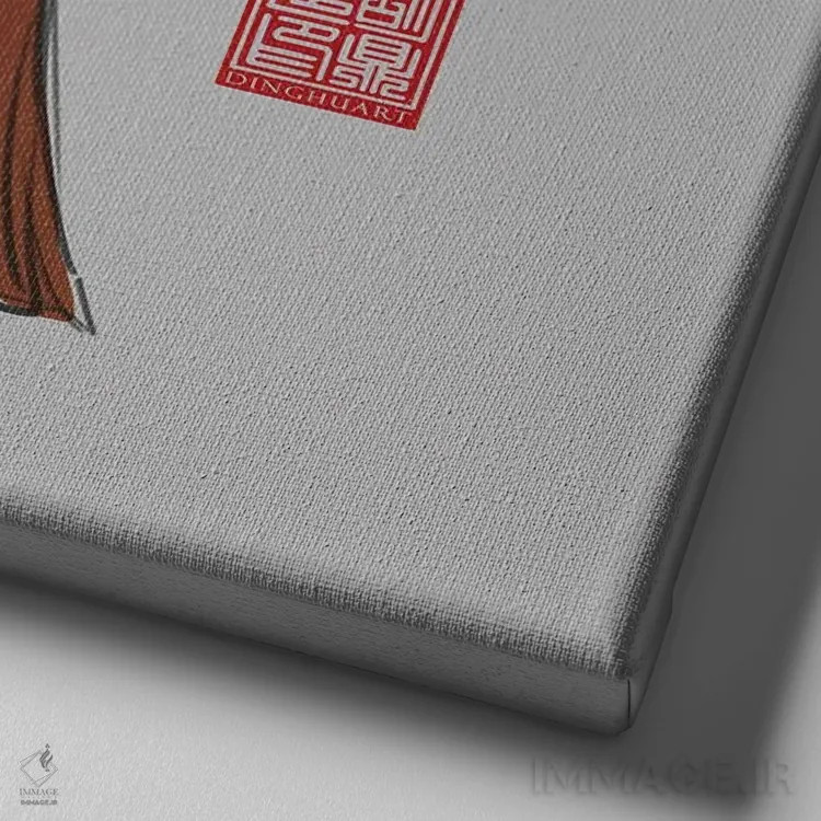 تابلو قورباغه جنگجو اثر باورگژونگ هو - نمای نزدیک بافت بوم