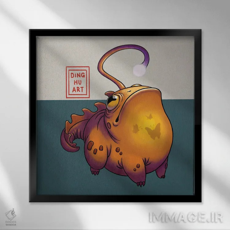 تابلو قورباغه ماهیگیر اثر باورگژونگ هو - نمای قابدار مشکی