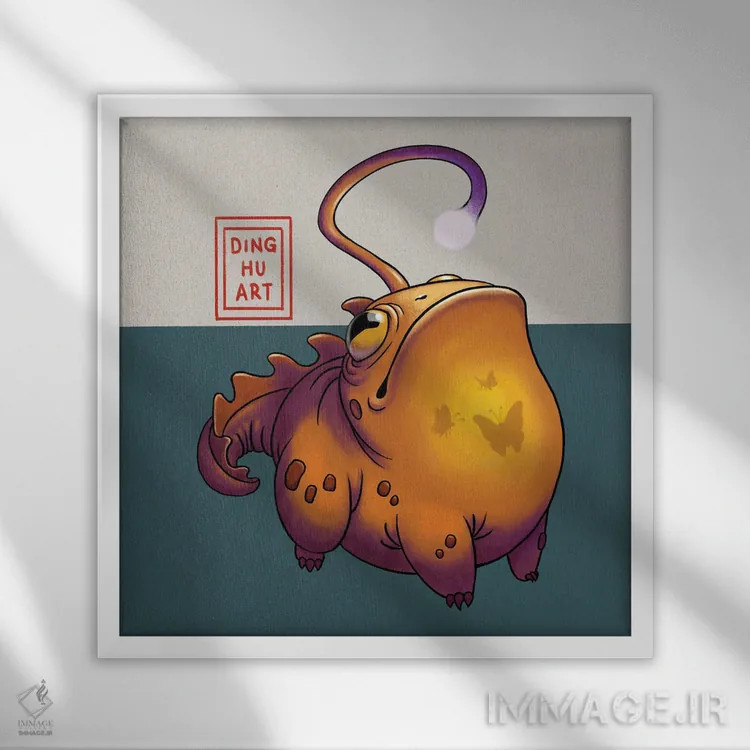 تابلو قورباغه ماهیگیر اثر باورگژونگ هو - نمای قابدار سفید