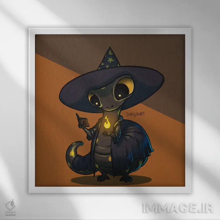 تابلو سمندر جادوگر اثر باورگژونگ هو - نمای قابدار سفید