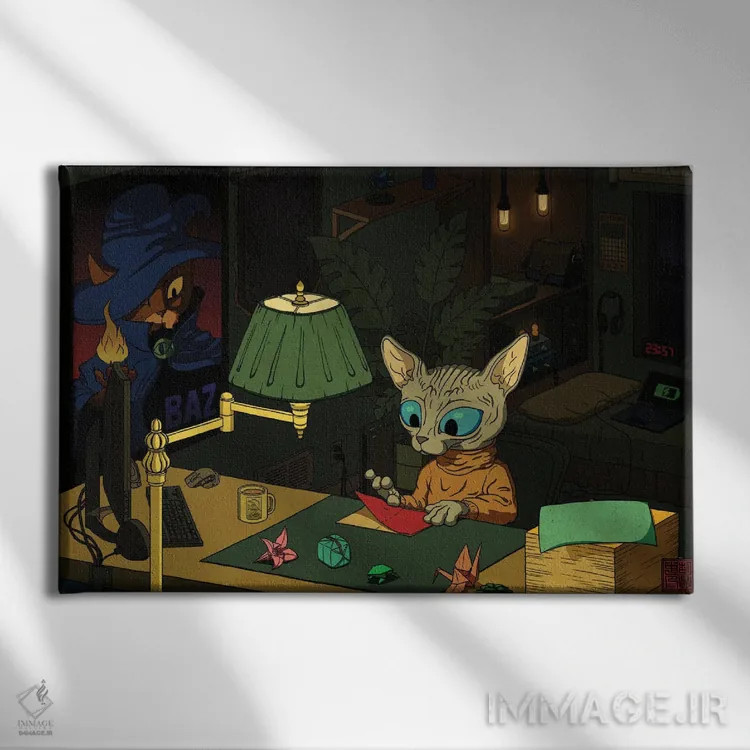 تابلو لذت اریگامی اثر باورگژونگ هو - نمای روبهرو روی دیوار