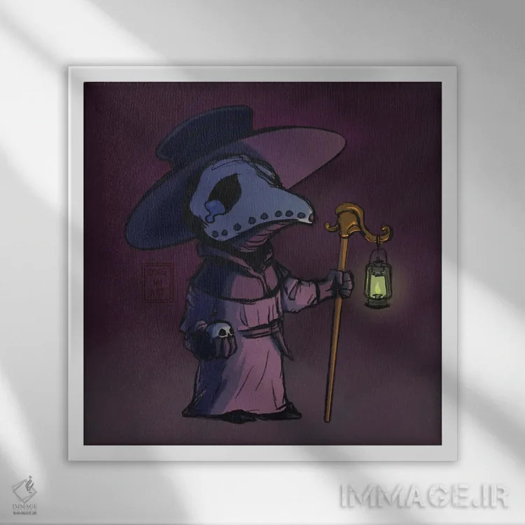 تابلو دکتر طاعون بانمک اثر باورگژونگ هو - نمای قابدار سفید