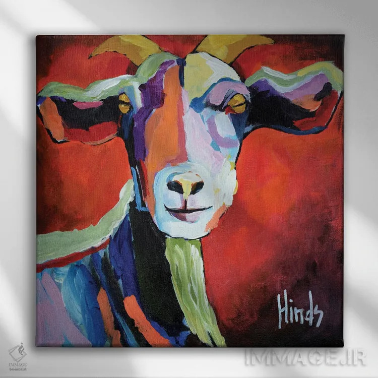 تابلو پرتره بز اثر دیویدای هینْدز - نمای روبهرو روی دیوار