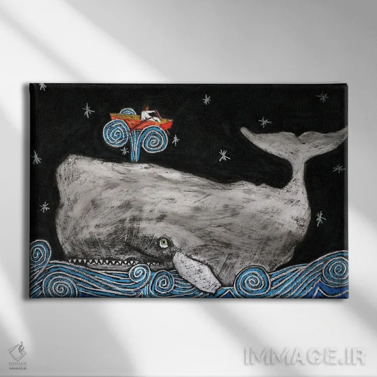 تابلو یونس و نهنگ اثر دیویدای هینْدز - نمای روبهرو روی دیوار