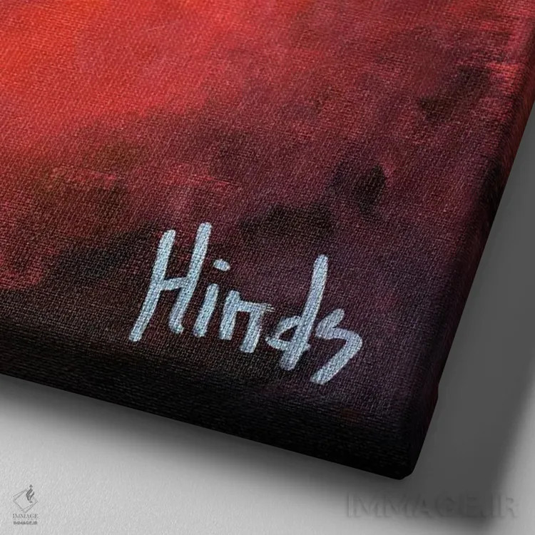 تابلو پرتره بز اثر دیویدای هینْدز - نمای نزدیک بافت بوم