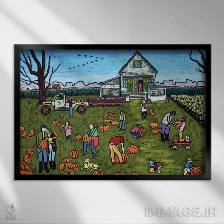 تابلو جستجوی بزرگ کدو تنبل اثر دیویدای هینْدز - نمای قابدار مشکی