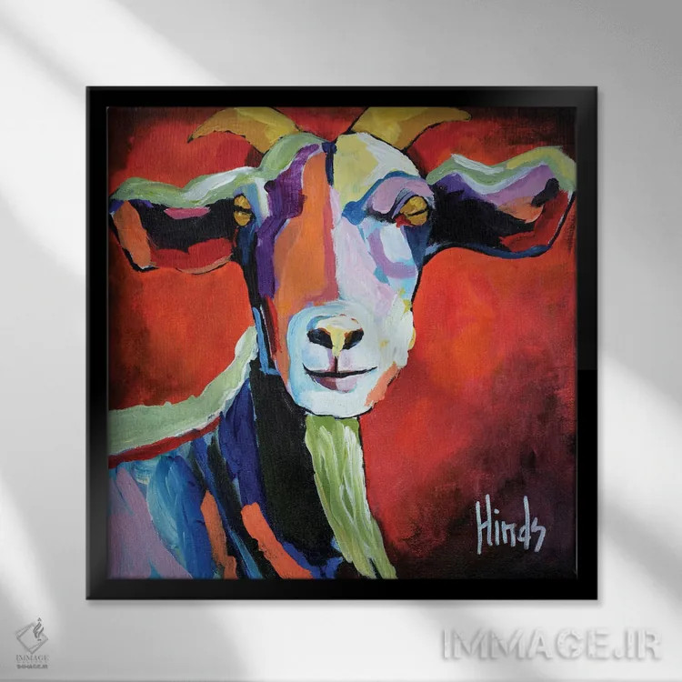 تابلو پرتره بز اثر دیویدای هینْدز - نمای قابدار مشکی