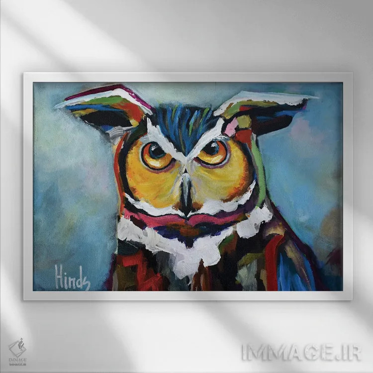 تابلو آقای جغد اثر دیویدای هینْدز - نمای قابدار سفید