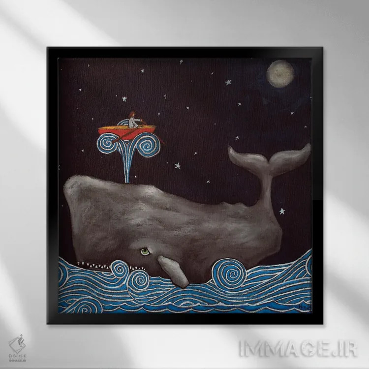 تابلو یونس اثر دیویدای هینْدز - نمای قابدار مشکی