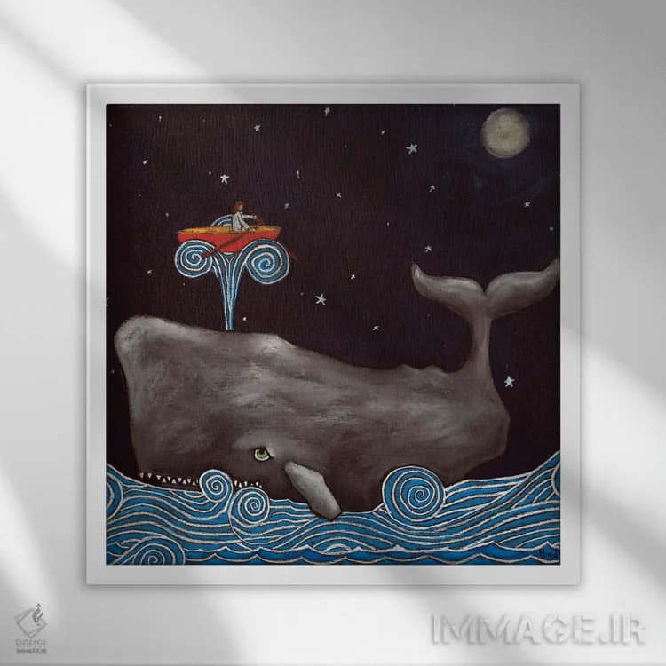 تابلو یونس اثر دیویدای هینْدز - نمای قابدار سفید