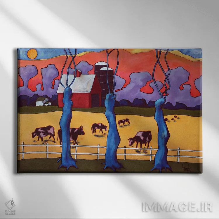 تابلو سه درخت II اثر دیویدای هینْدز - نمای روبهرو روی دیوار