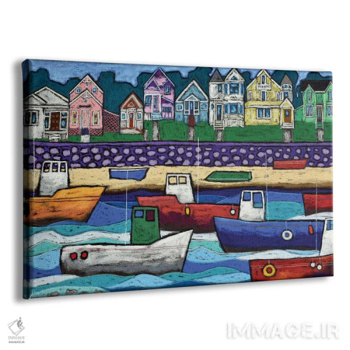 تابلو قایقهای ماهیگیری شلوغ اثر دیویدای هینْدز - نمای پرسپکتیو محصول