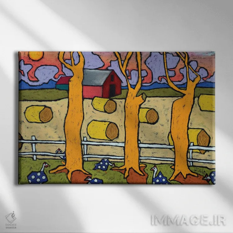 تابلو مطالعه سه درخت اثر دیویدای هینْدز - نمای روبهرو روی دیوار