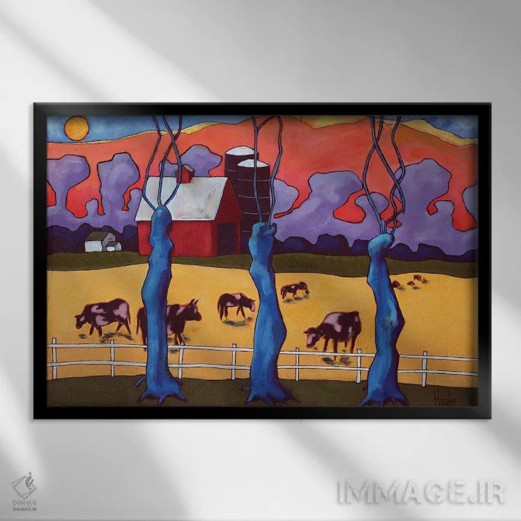 تابلو سه درخت II اثر دیویدای هینْدز - نمای قابدار مشکی