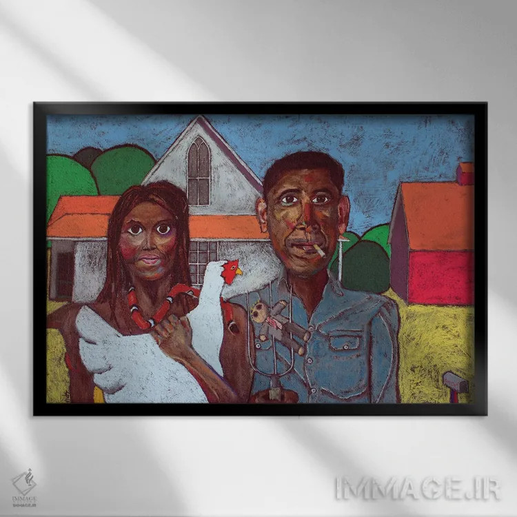 تابلو خوش آمدی به خانه آمریکا اثر دیویدای هینْدز - نمای قابدار مشکی