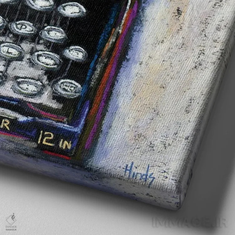 تابلو ماشین تحریر استاندارد آندروود III اثر دیویدای هینْدز - نمای نزدیک بافت بوم