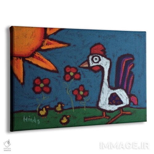 تابلو مرغ و جوجهها اثر دیویدای هینْدز - نمای پرسپکتیو محصول