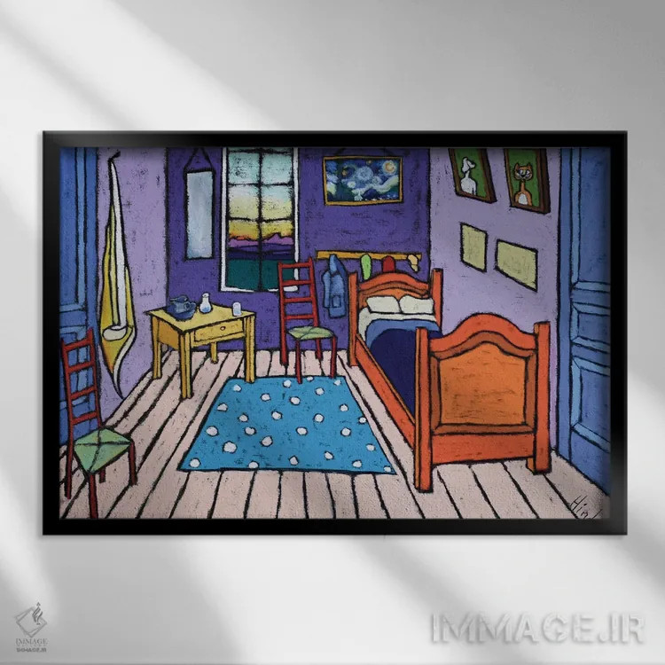 تابلو اتاق خواب ون گوگ اثر دیویدای هینْدز - نمای قابدار مشکی