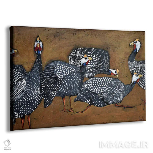 تابلو گیجی مرغهای گینهای اثر دیویدای هینْدز - نمای پرسپکتیو محصول