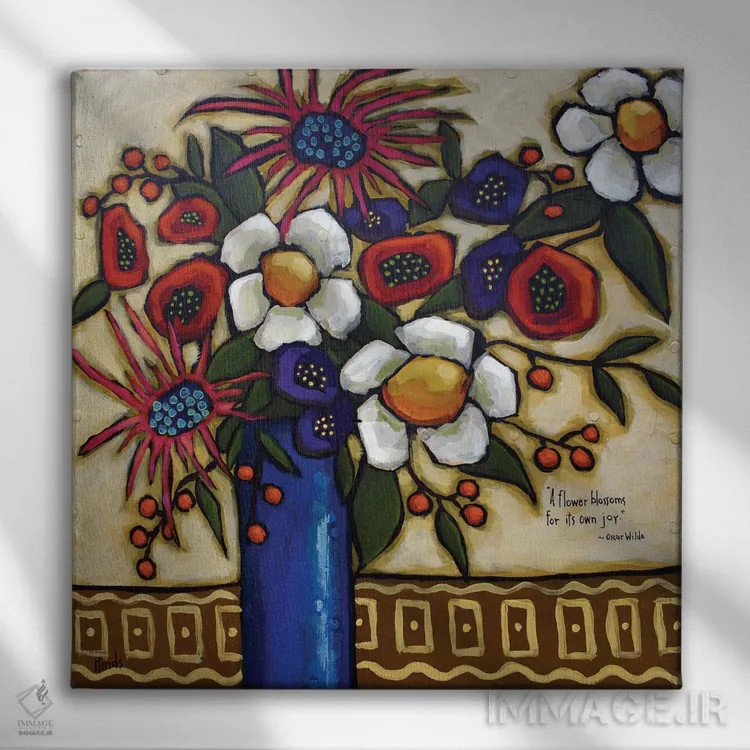تابلو شکوفههای شادی اثر دیویدای هینْدز - نمای روبهرو روی دیوار