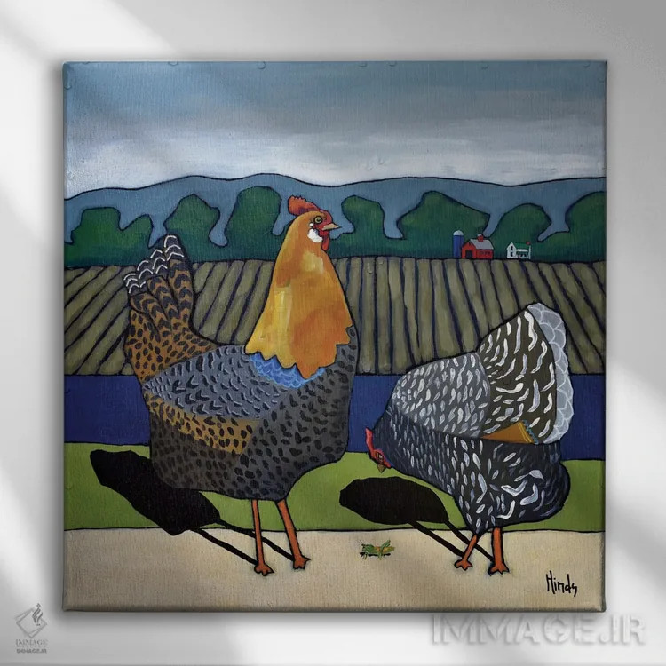 تابلو خروس کاگبرن و خانم یولا اثر دیویدای هینْدز - نمای روبهرو روی دیوار