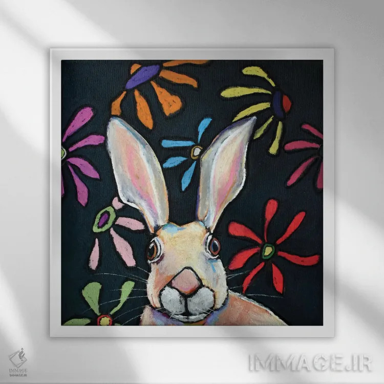 تابلو جکِ خرگوش اثر دیویدای هینْدز - نمای قابدار سفید