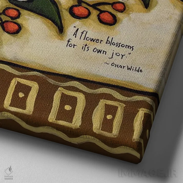 تابلو شکوفههای شادی اثر دیویدای هینْدز - نمای نزدیک بافت بوم