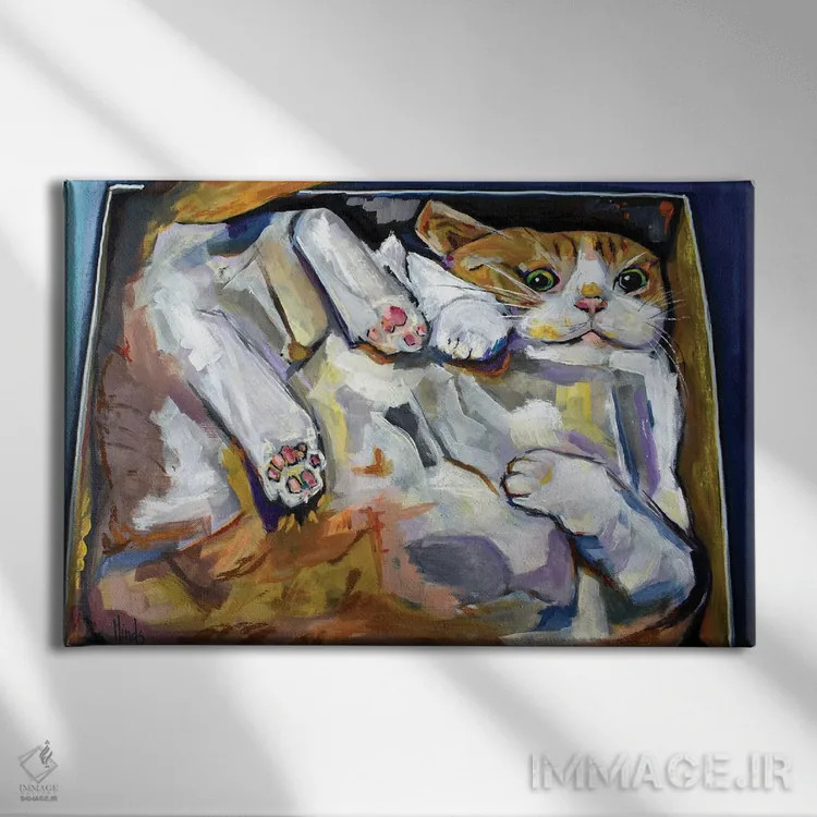 تابلو گربه در جعبه اثر دیویدای هینْدز - نمای روبهرو روی دیوار