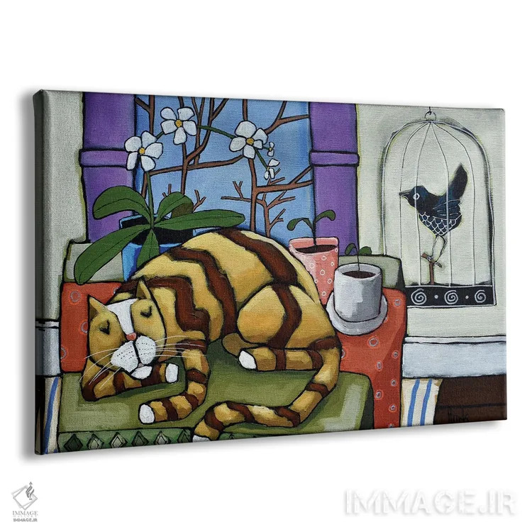 تابلو چرت گربهای اثر دیویدای هینْدز - نمای پرسپکتیو محصول