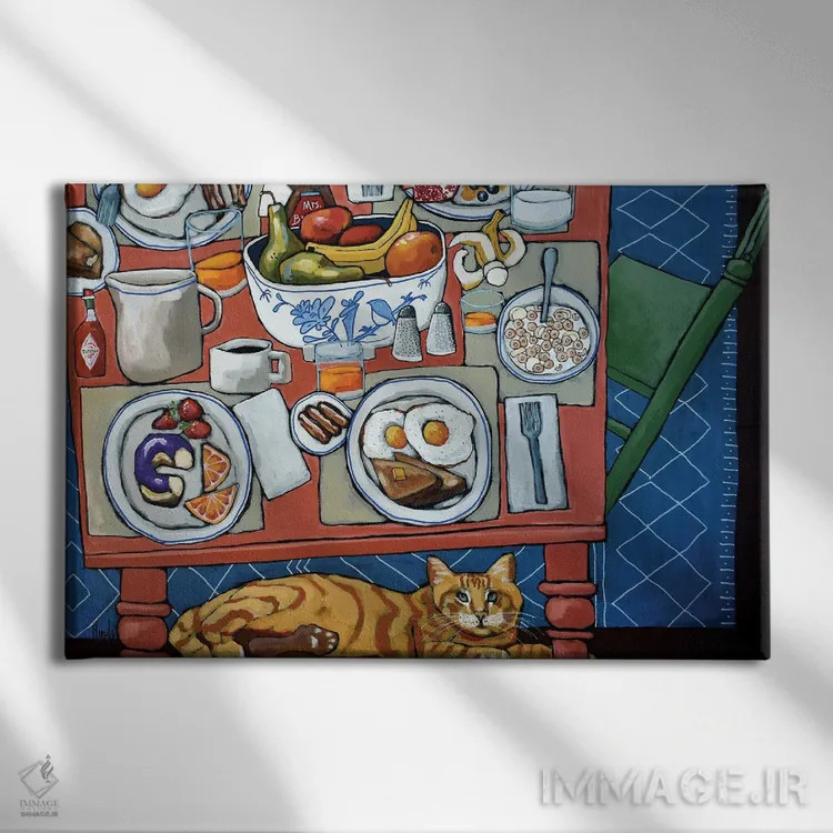 تابلو مهمترین وعده غذایی روز اثر دیویدای هینْدز - نمای روبهرو روی دیوار