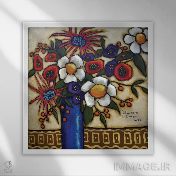 تابلو شکوفههای شادی اثر دیویدای هینْدز - نمای قابدار سفید