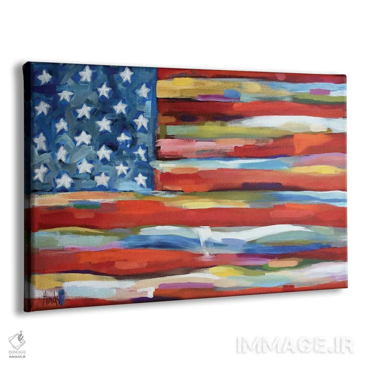 تابلو پرچم انتزاعی آمریکا اثر دیویدای هینْدز - نمای پرسپکتیو محصول