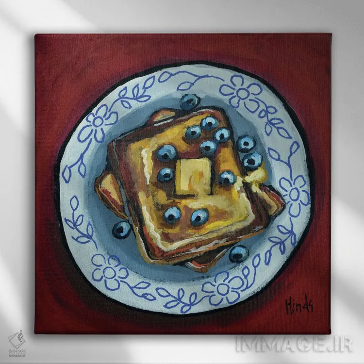 تابلو دو برش نان فرانسوی اثر دیویدای هینْدز - نمای روبهرو روی دیوار