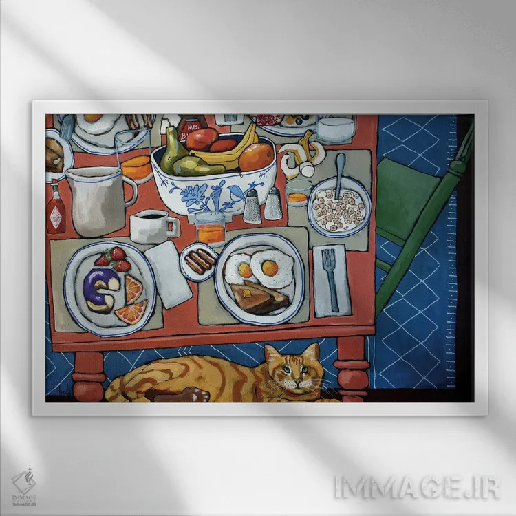 تابلو مهمترین وعده غذایی روز اثر دیویدای هینْدز - نمای قابدار سفید