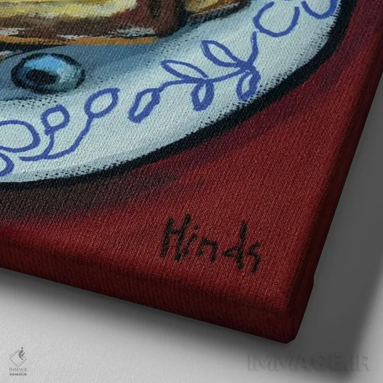 تابلو دو برش نان فرانسوی اثر دیویدای هینْدز - نمای نزدیک بافت بوم