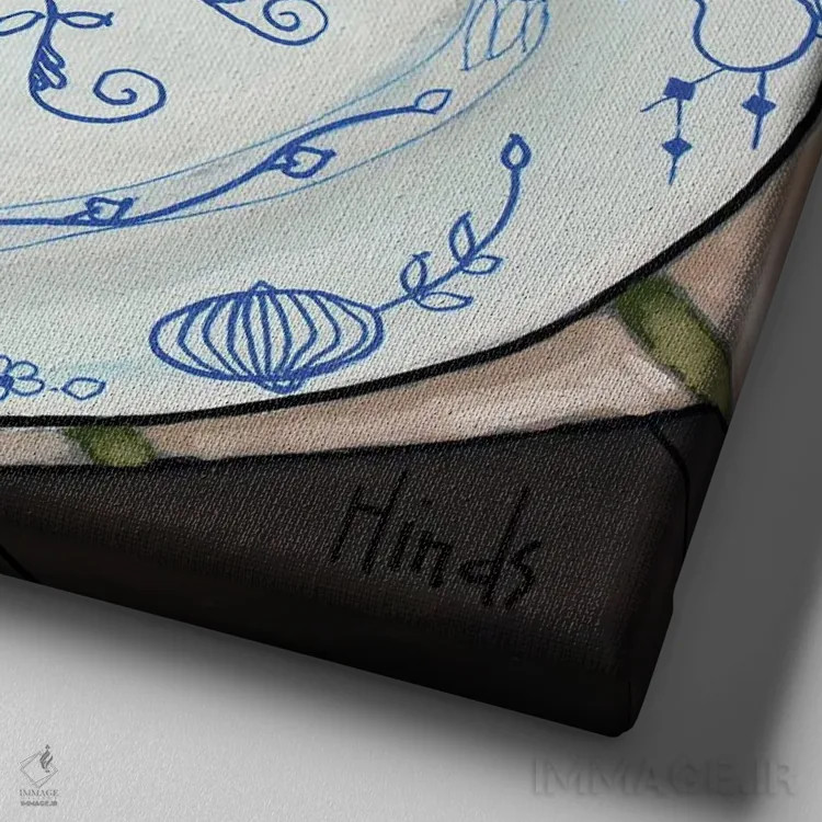 تابلو گوجهفرنگی روی سینی اثر دیویدای هینْدز - نمای نزدیک بافت بوم