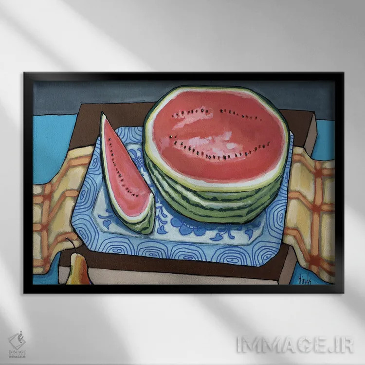 تابلو یک هندوانه شیرین اثر دیویدای هینْدز - نمای قابدار مشکی